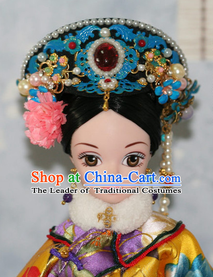 Traditional Chinese Qing Empress Headpiece Princess Headdress Palace Hair Decorations Royal Hair Sticks Head Gear Hair Decoration Set