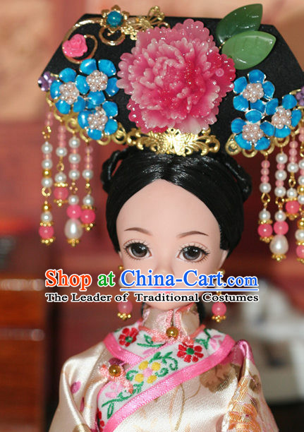 Traditional Chinese Qing Empress Headpiece Princess Headdress Palace Hair Decorations Royal Hair Sticks Head Gear Hair Decoration Set