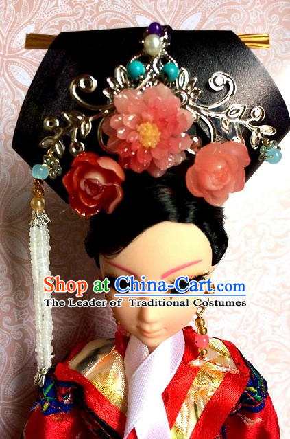 Traditional Chinese Women Qing Empress Headpiece Princess Headdress Palace Hair Decorations Royal Hair Sticks Head Gear Hair Decoration Set