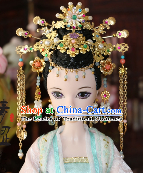 Traditional Chinese Qing Empress Headpiece Princess Headdress Palace Hair Decorations Royal Hair Sticks Head Gear Hair Decoration Set