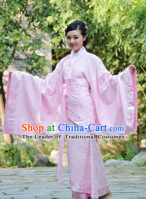 Pink Ancient Chinese Han Dynasty Dresses Hanfu Wedding Dress Hanbok Kimono Complete Set for Women