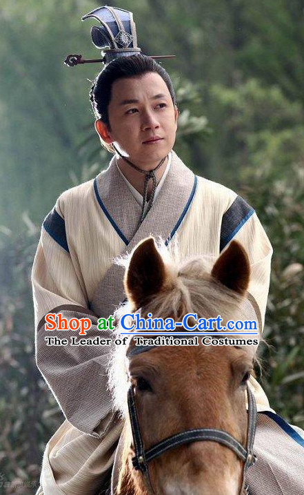 Ancient Chinese Aristocrat Clothing and Coronet Headwear Complete Set for Men