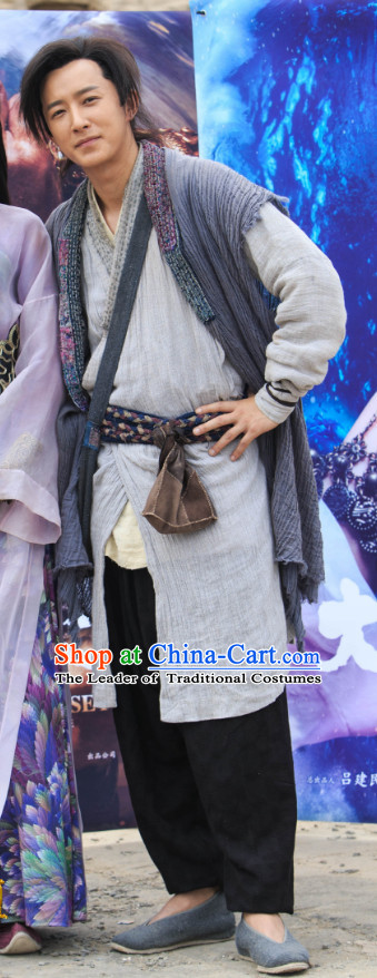 Chinese Ancient Swordsman Zhi Zunbao Clothing Costumes Complete Set for Men