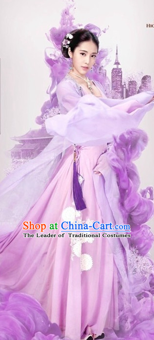 Ancient Chinese Royal Highness Purple Beauty Clothing and Hair Accessories Complete Set for Women