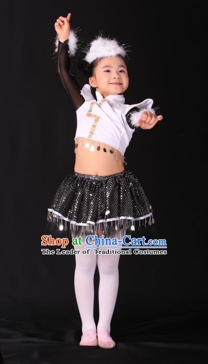 Traditional Chinese Yangge, Children Kindergarten Fan Dancing Wholesale Costume, Folk Dance Yangko Costume, Traditional Chinese Mongolian Nationality Dancewear for Kids