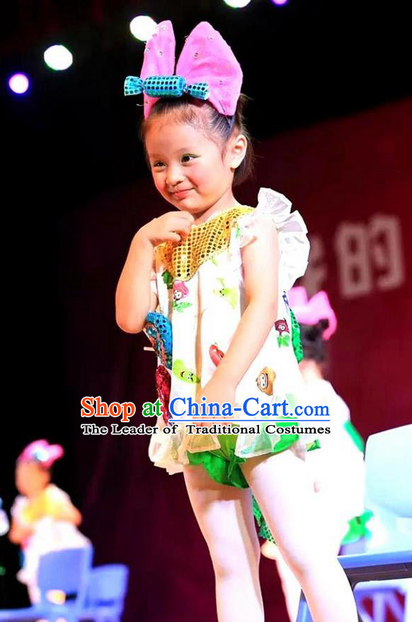 Traditional Chinese Yangge, Children Kindergarten Fan Dancing Wholesale Costume, Folk Dance Yangko Costume, Traditional Chinese Dancewear for Kids