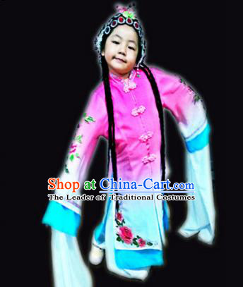 Traditional Chinese Yangge, Children Kindergarten Fan Dancing Wholesale Peking Opera Costume, Folk Dance Yangko Costume, Traditional Chinese Peking Opera Dancewear for Kids