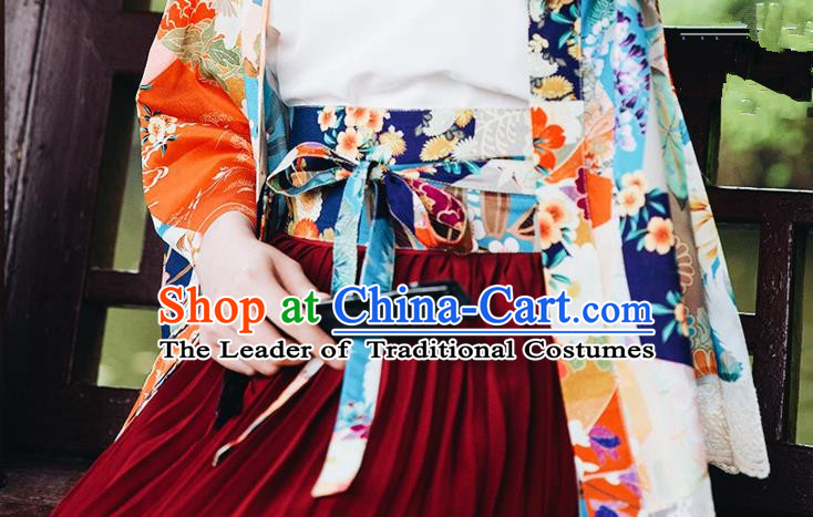 Traditional Japanese Restoring Ancient Kimono Wide Belt, China Kimono improved Double Waist Closure for Women