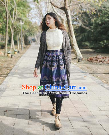 Traditional Classic Elegant Women Costume Woolen Half Skirt, Restoring Ancient Princess Wool Dress for Women