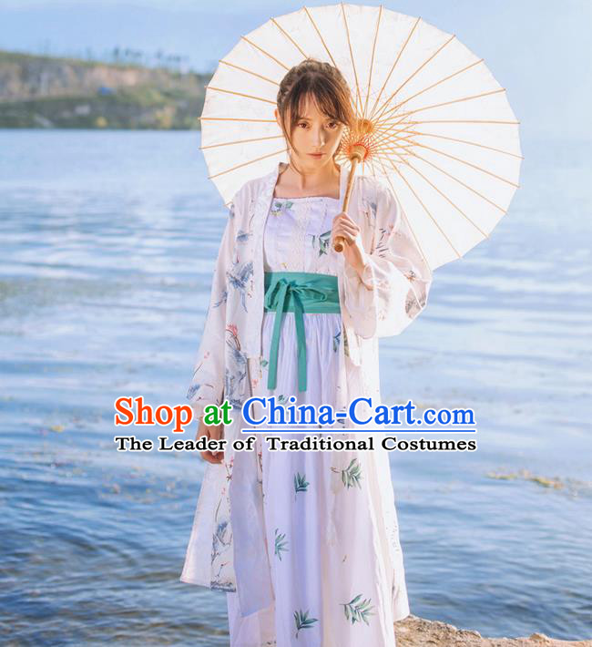 Traditional Japanese Restoring Ancient Kimono Costume Haori Smock, China Hanfu BeiZi Modified Long Cardigan for Women