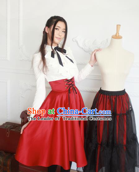 Traditional Classic Elegant Women Costume Fishbone Bust Skirt, Restoring Ancient Princess Drawnstring Gothic Giant Swing Skirt for Women