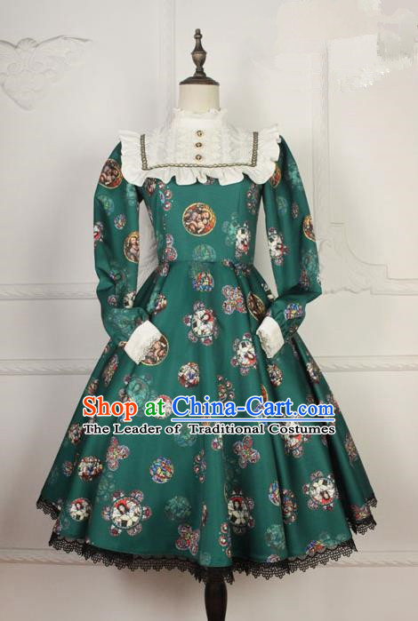 Traditional Classic Elegant Women Costume One-Piece Dress, British Restoring Ancient Princess Gothic Dress for Women