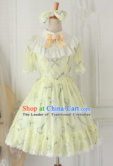 Traditional Classic Elegant Women Costume One-Piece Dress, British Restoring Ancient Princess Sweet Round Collar Dress for Women