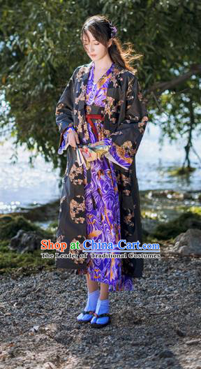 Traditional Japanese Restoring Ancient Kimono Costume Haori Smock, China Kimono Modified Coat Long Cardigan for Women