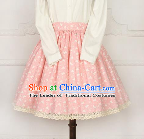 Traditional Japanese Restoring Ancient Kimono Costume Bust Skirt, China Modified Short Sweet Lace Skirt for Women