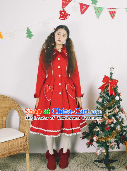 Traditional Classic Elegant Women Costume Complete Set Woolen Dust Coat, Restoring Ancient Wool Long Coat for Women