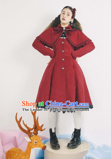 Traditional Classic Elegant Women Costume Complete Set Woolen Cloak Dust Coat, Restoring Ancient Wool Cape  Coat for Women