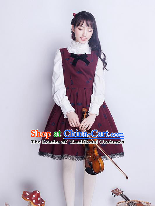 Traditional Classic Elegant Women Costume Woolen One-Piece Skirt, Restoring Ancient Wool Embroidered Dress for Women