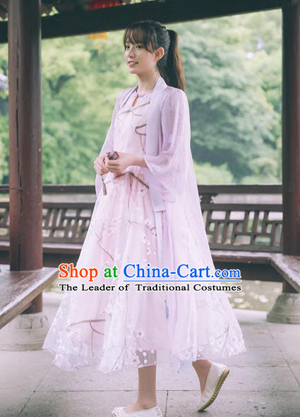 Traditional Classic Chinese Elegant Women Costume Hanfu Smock, Restoring Ancient Han Dynasty Shadow Long Cardigan for Women