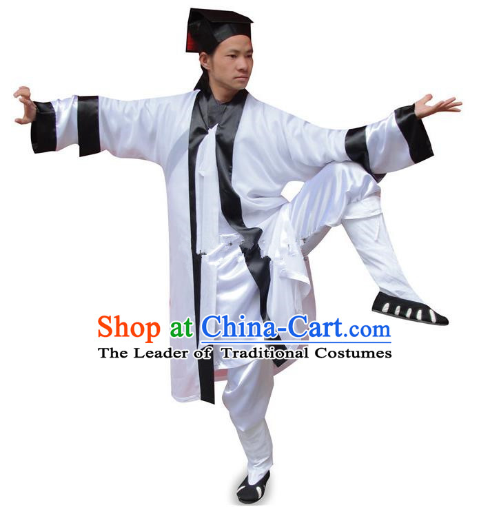 Traditional Chinese Wudang Uniform Taoist Long Robe Uniform Linen Priest Frock Kung Fu Clothing Complete Set for Men