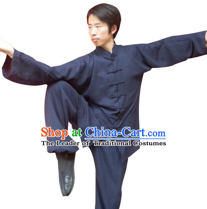 Traditional Chinese Wudang Uniform Taoist Uniform Priest Frock Complete Set Kungfu Kung Fu Clothing Clothes Pants Slant Opening Shirt Supplies Wu Gong Outfits, Chinese Tang Suit Wushu Clothing Tai Chi Suits Uniforms for Men