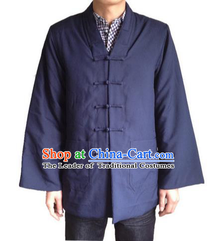 Traditional Chinese Yin Yang Wudang Mountain Taoist Clothes Linen Cotton Wadded Robe Slant Opening Shirt Supplies Tai Chi Coat for Men