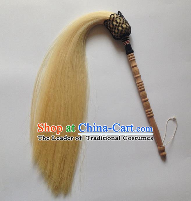 Traditional Chinese Wudang Taoist Supplies Tai Chi Whiskers Really Horsetail Wood Whisk Tai Chi Whiskers for Men