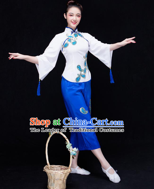 Traditional Chinese Classical Yangko Dance Dress, Yangge Fan Dancing Costume Suits, Folk Dance Yangko Costume for Women