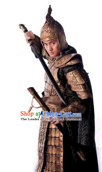 Traditional Chinese Ancient General Costumes, Ancient Chinese Cosplay General Swordsmen Knight General Costume Armour Complete Set for Men