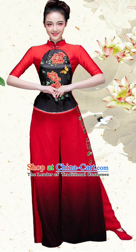 Traditional Chinese Classical Yangko Dance Dress, Yangge Fan Dancing Costume Umbrella Dance Suits, Folk Dance Yangko Costume for Women