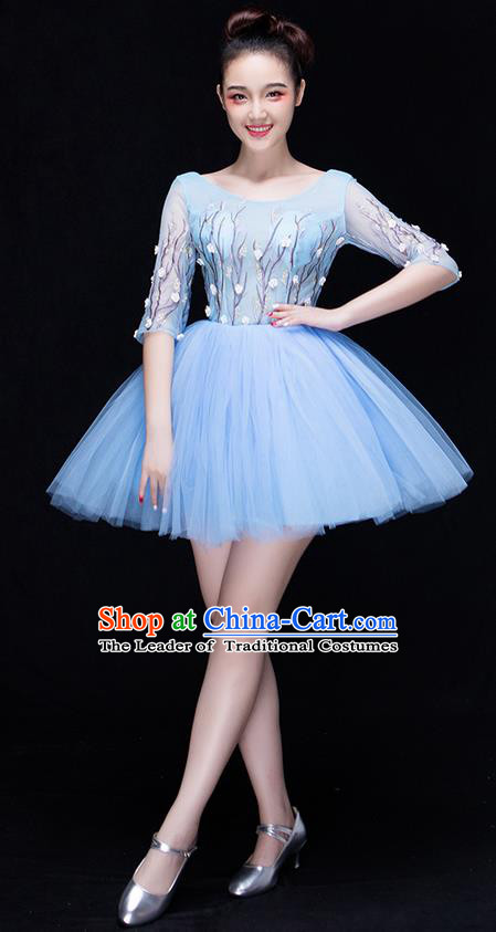 Traditional Chinese Classic Stage Performance Chorus Modern Dance Costumes Bubble Dress, Chorus Competition Costume, Compere Costumes for Women