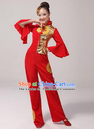 Traditional Chinese Classical Yangko Dance Dress, Yangge Fan Dancing Costume Umbrella Dance Suits, Folk Dance Yangko Costume for Women