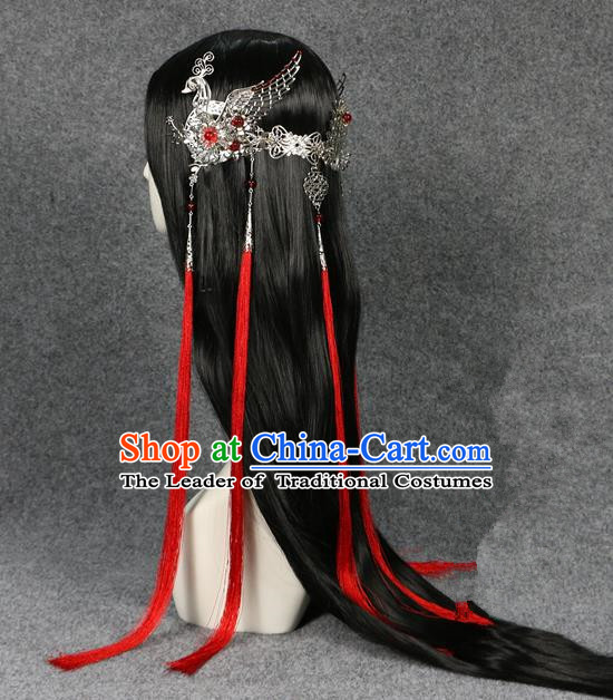 Traditional Chinese Ancient Jewelry Accessories, Ancient Chinese Imperial Princess Headwear Wedding Long Tassels Hair Step Shake, China Wedding Bride Hairpin for Women