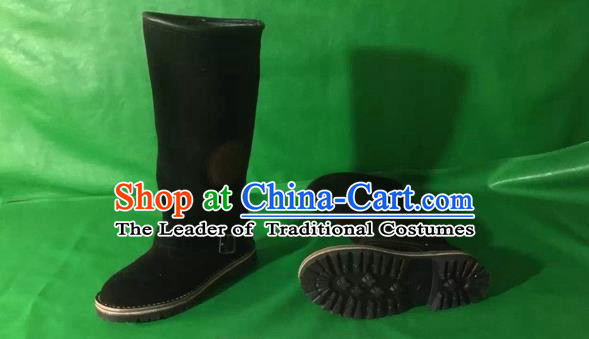 Traditional Chinese Minority Mongol Nationality Ethnic Minorities Mongolian Dance Cowhide Boots, Mongolian Knee Boots Handmade Jockey Boots Tanks Boots for Men