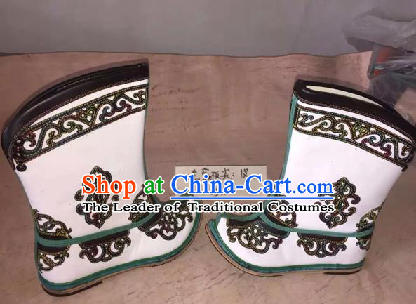 Traditional Chinese Minority Mongol Nationality Ethnic Minorities Mongolian Children Dance Cowhide Boots Mongolian Knee Boots Jockey Boots Tanks Boots for Kids