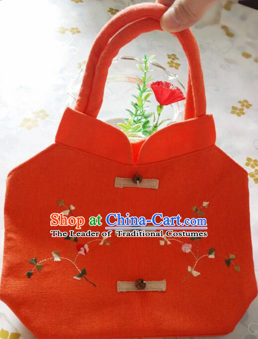 Purse Women Handbag Chinese Traditional Style Min Guo Lady Stage Play Property Rose Red