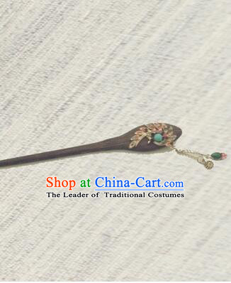 Classic Wooden Hairpins Metal Decorating Bu Yao Han Fu Access Colorful Peacock