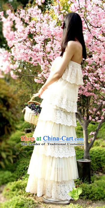 Traditional Classic Women Clothing, Traditional Classic Roman Lace Chiffon Cake Skirt Of Bitter Fleabane Bitter Fleabane Long Skirt Connect Dress Skirt