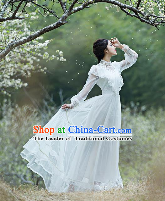 Traditional Classic Women Clothing, Traditional Classic Bride Lace Long Skirt Wedding Dress