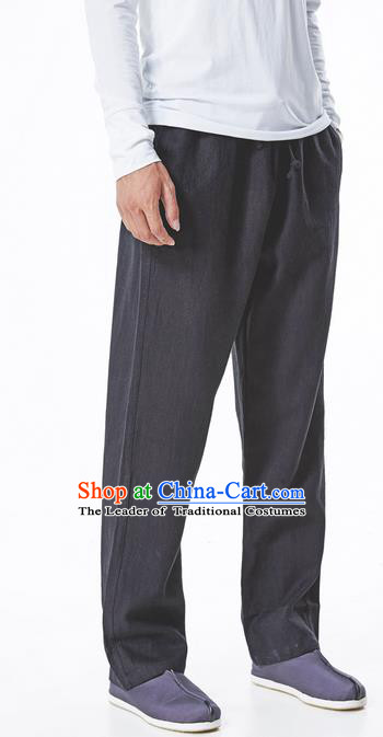 Traditional Chinese Linen Tang Suit Men Trousers, Chinese Ancient Costumes Linen Pants for Men