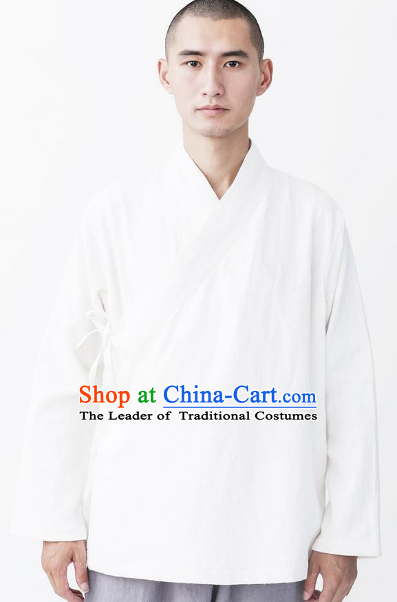 Traditional Chinese Linen Tang Suit Men Costumes, Chinese Ancient Hanfu Cotton Slant Opening Tangsuit Jacket, Tangsuit Blouse for Men