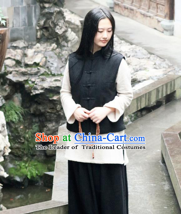 Traditional Chinese Female Costumes,Chinese Acient Clothes, Chinese Plate Buttons Cheongsam Feather Vest, Tang Suits Small Vest Jacket Cotton-Padded Mandarin Jacket for Women