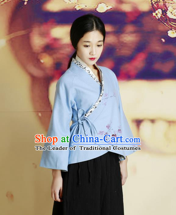 Traditional Chinese Female Costumes, Chinese Acient Hanfu Clothes, Chinese Cheongsam, Tang Suits Plate Buttons Blouse for Women