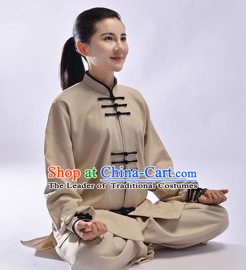 Top Natural Linen Kung Fu Costume Martial Arts Kung Fu Training Uniform Gongfu Shaolin Wushu Clothing Tai Chi Taiji Teacher Suits Uniforms for Women