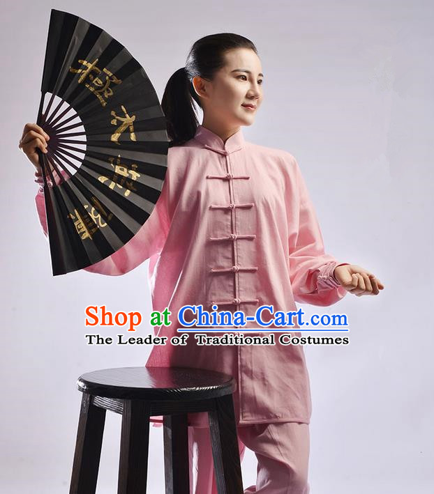 Top Natural Linen Kung Fu Costume Martial Arts Kung Fu Training Uniform Gongfu Shaolin Wushu Clothing Tai Chi Taiji Teacher Suits Uniforms for Women