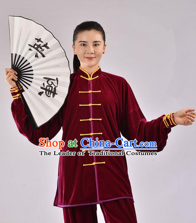 Top Thicken Pleuche Kung Fu Costume Martial Arts Kung Fu Training Uniform Gongfu Shaolin Wushu Clothing Tai Chi Taiji Teacher Suits Uniforms for Women