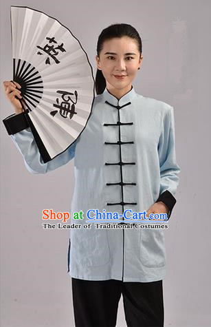 Top Linen Kung Fu Costume Martial Arts Kung Fu Training Uniform Tang Suit Gongfu Shaolin Wushu Clothing Tai Chi Taiji Teacher Suits Uniforms for Women