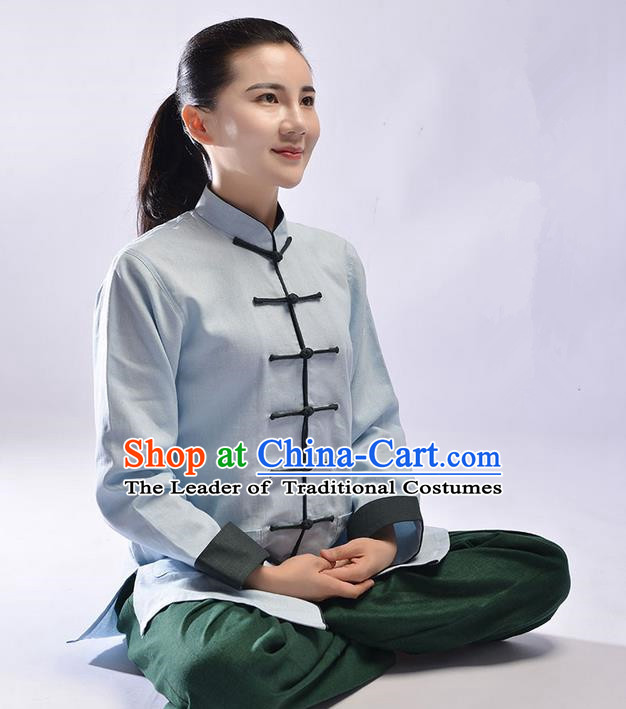 Top Linen Kung Fu Costume Martial Arts Kung Fu Training Uniform Tang Suit Gongfu Shaolin Wushu Clothing Tai Chi Taiji Teacher Suits Uniforms for Women