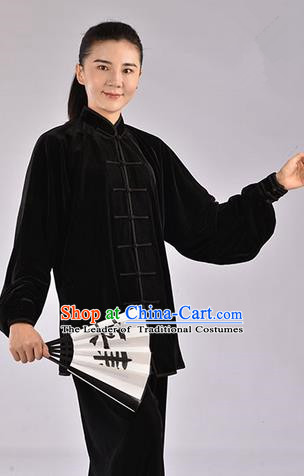 Top Upset South Korea Velvet Pleuche Kung Fu Costume Martial Arts Kung Fu Training Uniform Tang Suit Gongfu Shaolin Wushu Clothing Tai Chi Taiji Teacher Suits Uniforms for Women