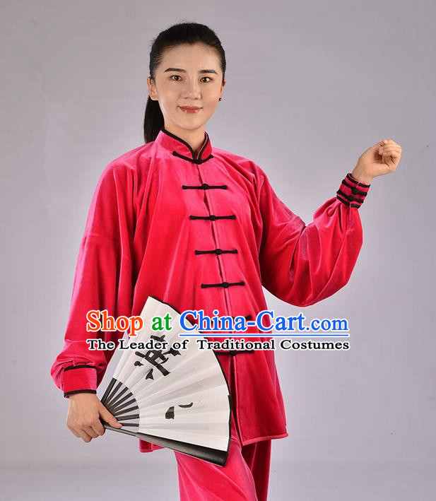 Top Upset South Korea Velvet Pleuche Kung Fu Costume Martial Arts Kung Fu Training Uniform Tang Suit Gongfu Shaolin Wushu Clothing Tai Chi Taiji Teacher Suits Uniforms for Women